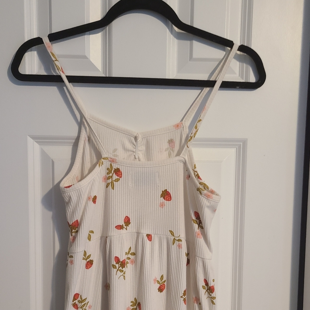 Old Navy Cream Floral Spaghetti-Strap Sundress with Red & Green Accents - Picture 3 of 5